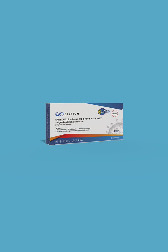 Elysium SARS-CoV-2 tesztkészlet - SARS-CoV-2 teszt - 1 db - 6 az 1-ben Covid 19 + Influenza A + Influenza B + RSV + ADV + hMPV - OTTHONI