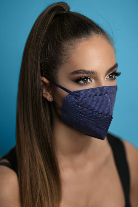 Jada 7-rétegű FFP3 CE 0370 szelep nélküli fülpántos kék maszk - 20 db - kék