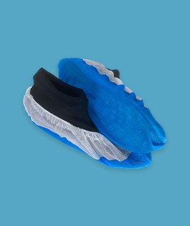 Erősített talpú cipővédő - fehér-kék - 100 db