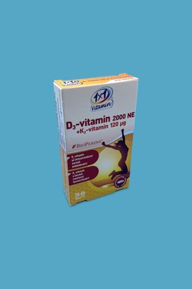 1×1 Vitamin D3-vitamin 2000 NE + K2-vitamin 120 μg BioPerine®-nel filmtabletta - 18x28 szem - 1 karton