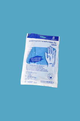Sempervelvet latex, vegyszerálló védőkesztyű - 1 pár - Kék - S