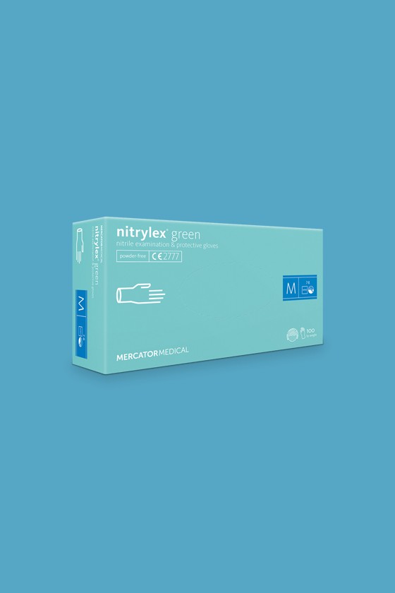 Mercator nitrylex® orvosi púdermentes nitril kesztyű - Nitril kesztyű - Mentazöld - XS