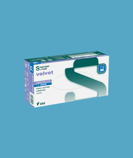 Sempermed Velvet púdermentes nitril vizsgálókesztyű - Kék - XS - 200 db - 1 doboz