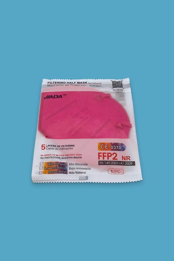 Jiada FFP2 CE 0370 - FFP2 maszk (mennyiség, szín és szelep) - 20 db - Rózsaszín - Szelep nélküli