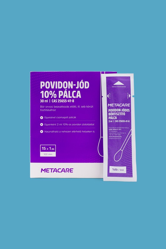 METACARE povidon-jód 10% bőrtisztító oldat - Bőrtisztító - Tamponpálca - 15 x 1