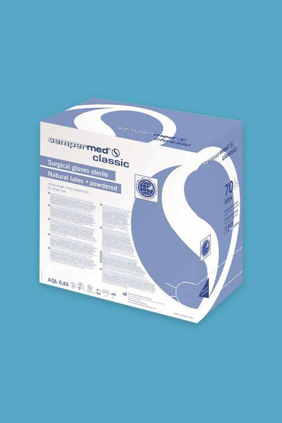 Sempermed steril púderes latex kesztyű párosával csomagolva - Fehér - 6 - 140 db