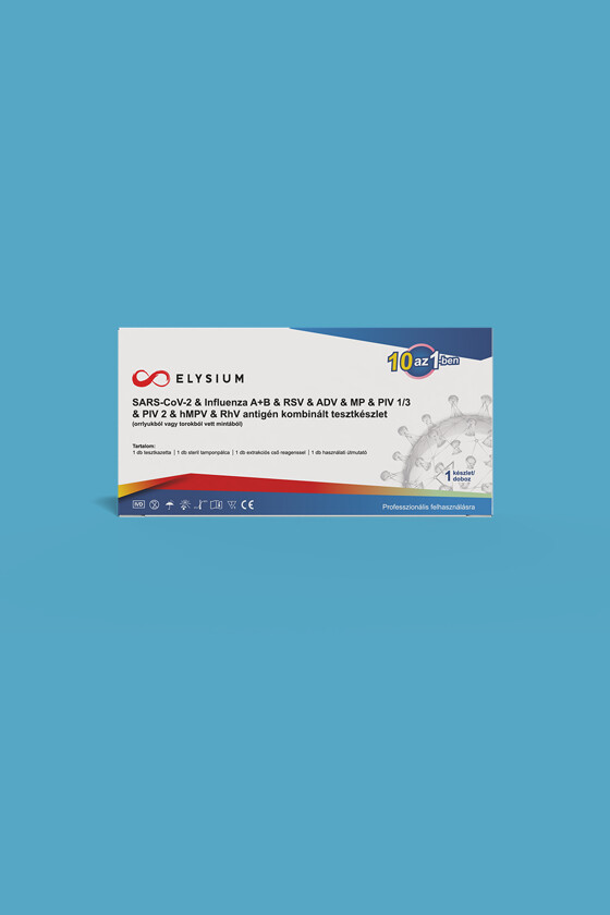 Elysium SARS-CoV-2 tesztkészlet - SARS-CoV-2 teszt - 1 db - 10 az 1-ben Covid 19 + Influenza A + Influenza B + RSV + ADV + MP + PIV 1/3 + PIV 2 + hMPV + RhV
