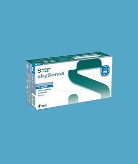 Sempermed skySense púdermentes nitril vizsgálókesztyű - Kék - M - 200 db - 1 doboz
