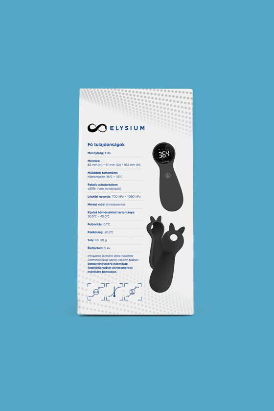 Elysium lázmérő - Lázmérő többféle típussal - TP600 érintésmentes infravörös digitális lázmérő fekete szilikon tokkal