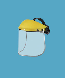 Prémium arcpajzs cserélhető, fémkeretes, felhajtható plexivel - 1 db - Sárga