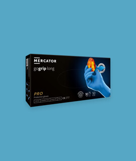 MERCATOR gogrip long prémium munkavédelmi nitril kesztyű - Kék - 50 db - XL