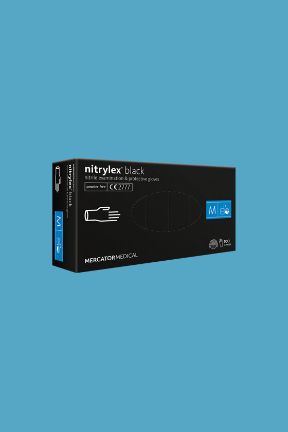 Mercator nitrylex® black fekete orvosi púdermentes nitril kesztyű - XS - Fekete