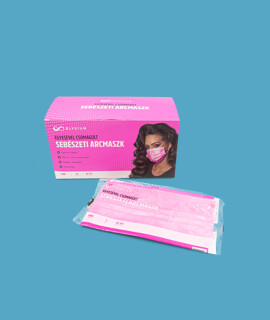 Elysium type IIR 3-rétegű egyesével csomagolt felnőtt sebészeti arcmaszk - 50 db - Pink - Felnőtt