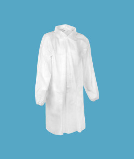 Tépőzáras látogatói köpeny - Fehér - XL - 10 db - 1 csomag