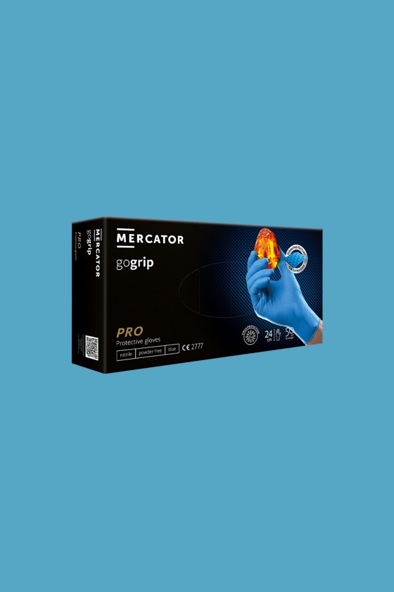 MERCATOR gogrip prémium munkavédelmi nitril kesztyű - Kék - 50 db - L