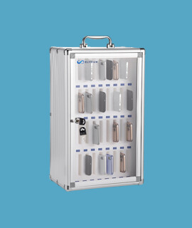 Elysium hordozható, falra szerelhető, zárható, 36 rekeszes, szivacsbetétes mobiltelefon tároló doboz - 1 db