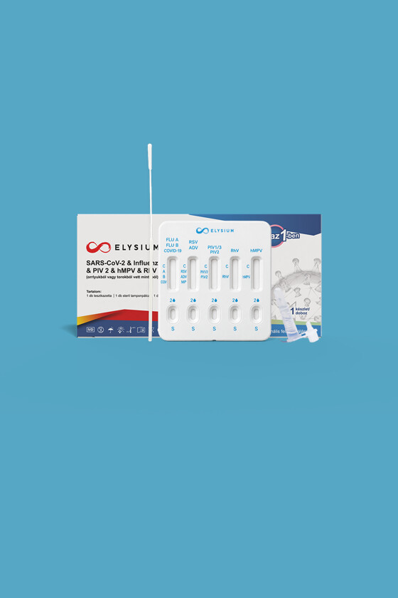 Elysium SARS-CoV-2 tesztkészlet - SARS-CoV-2 teszt - 1 db - 10 az 1-ben Covid 19 + Influenza A + Influenza B + RSV + ADV + MP + PIV 1/3 + PIV 2 + hMPV + RhV