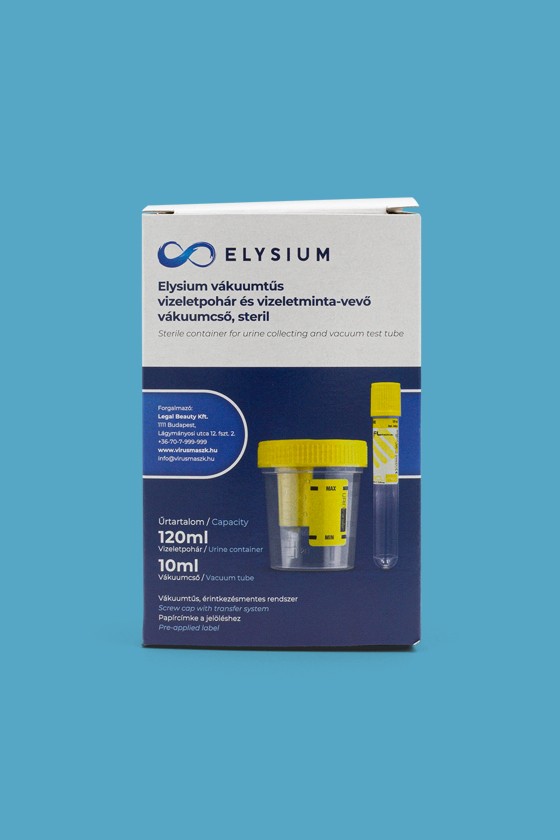 Elysium steril vákuumtűs vizeletgyűjtő pohár és vizeletminta-vevő vákuumcső - 1 csomag