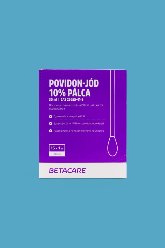 BETACARE povidon-jód 10% bőrtisztító oldat - Bőrtisztító - Tamponpálca - 15 x 1