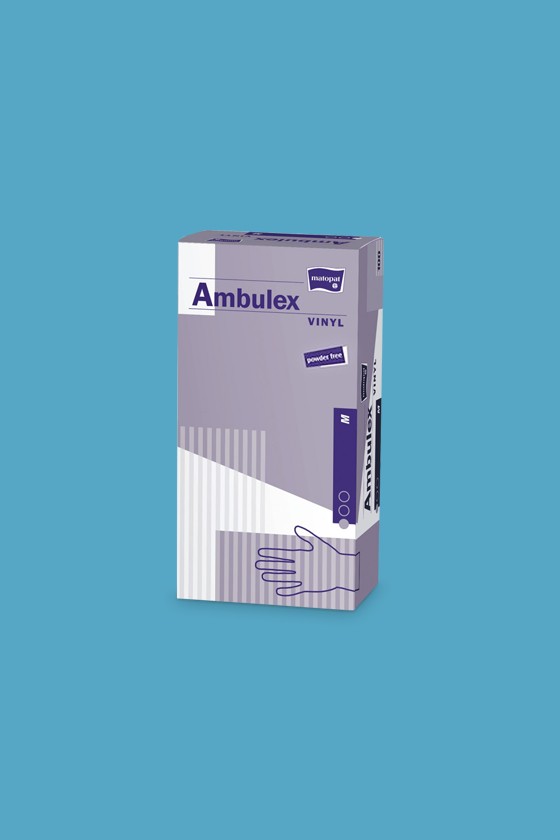 Ambulex vinyl egyszerhasználatos púdermentes kesztyű - Vinyl kesztyű - 100 db - Áttetsző - M