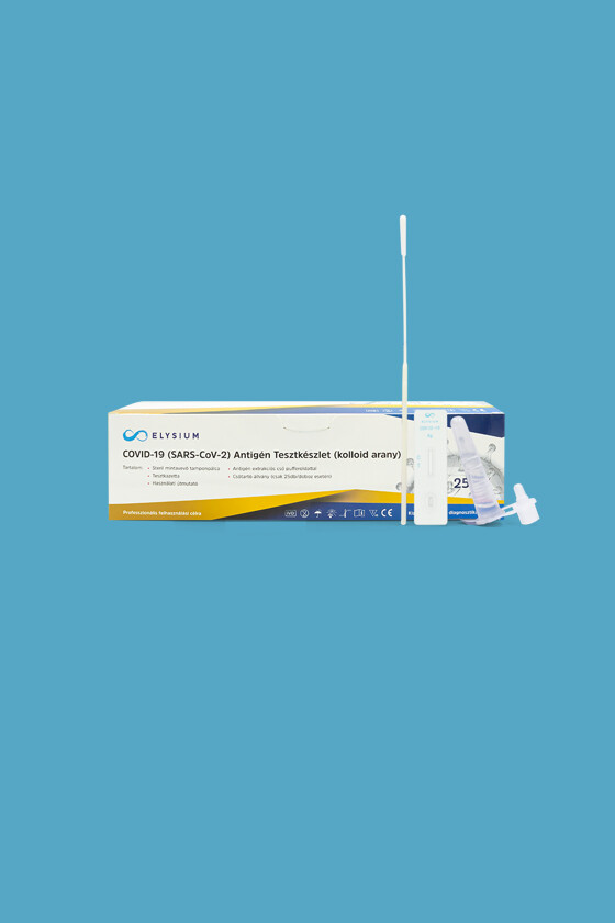 Elysium COVID-19 (SARS-CoV-2) antigén gyorsteszt - 25 db tesztkészlet (orrgarat/torok/orrlyuk) - 1 doboz