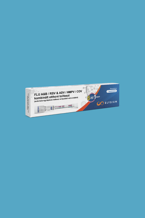 Elysium SARS-CoV-2 tesztkészlet - SARS-CoV-2 teszt - 1 db - 6 az 1-ben Covid 19 + Influenza A + Influenza B + RSV + ADV + hMPV - Tollteszt - OTTHONI