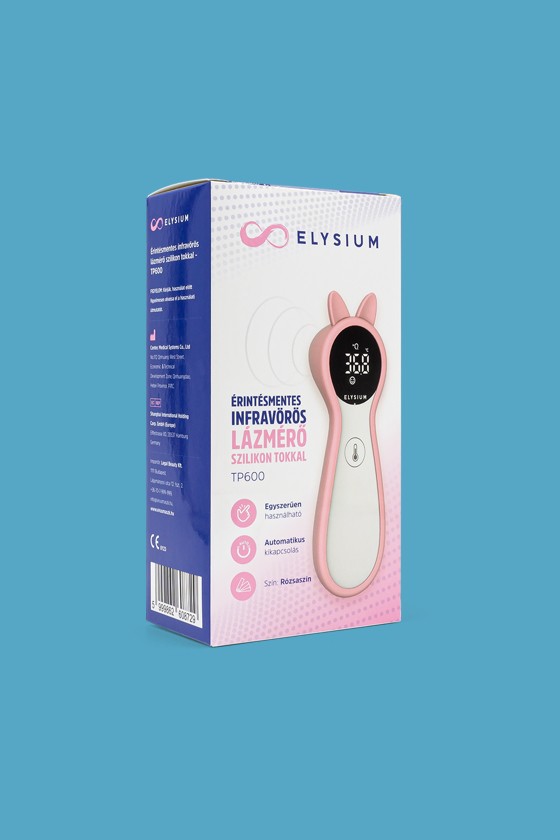 Elysium érintésmentes infravörös digitális lázmérő - Lázmérő többféle típussal - TP600 érintésmentes infravörös digitális lázmérő rózsaszín szilikon tokkal