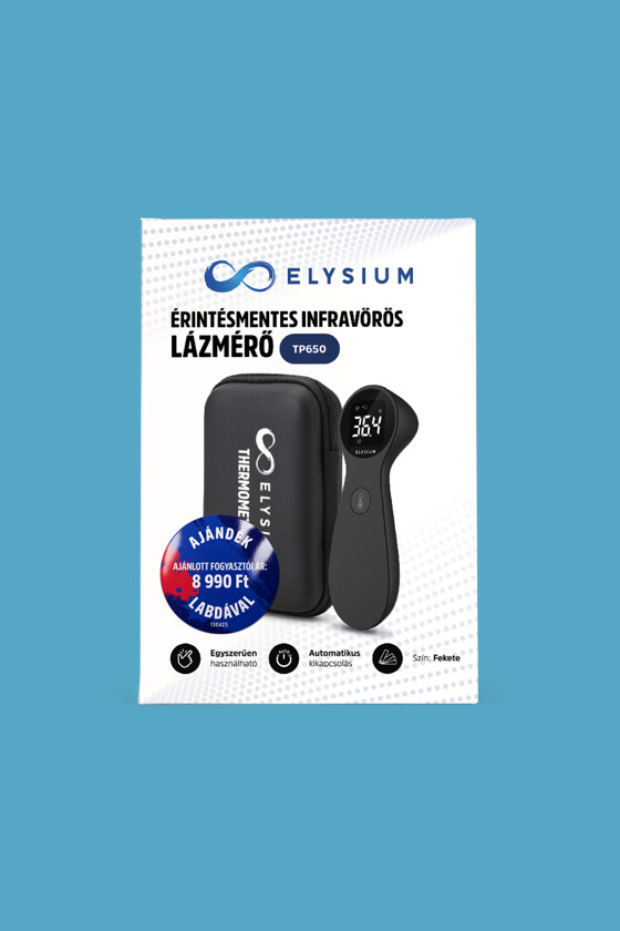 Fociláz - Elysium TP650 érintésmentes infravörös digitális lázmérő hordtáskával - Fekete + Focilabda